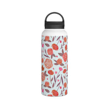 Load image into Gallery viewer, Red Floral Handle Lid Water Bottle