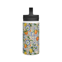 Load image into Gallery viewer, Orange and Lemon Tile Handle Lid Water Bottle
