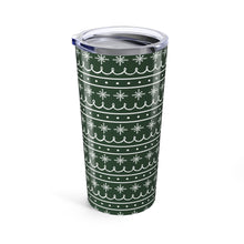 Load image into Gallery viewer, Green Snowflake Pattern Travel Mug