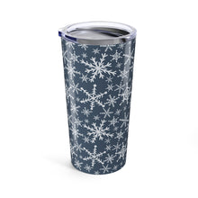 Load image into Gallery viewer, Blue Snowflakes Travel Mug