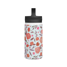 Load image into Gallery viewer, Red Floral Handle Lid Water Bottle