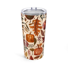 Load image into Gallery viewer, Watercolor Floral Pumpkin, Leaves and Berries Travel Mug
