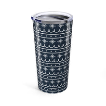 Load image into Gallery viewer, Blue Snowflake Pattern Travel Mug