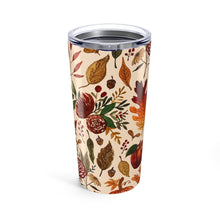 Load image into Gallery viewer, Watercolor Floral Pumpkin, Leaves and Berries Travel Mug