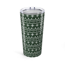 Load image into Gallery viewer, Green Snowflake Pattern Travel Mug
