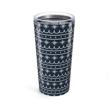 Load image into Gallery viewer, Blue Snowflake Pattern Travel Mug