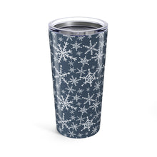 Load image into Gallery viewer, Blue Snowflakes Travel Mug