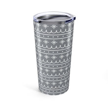 Load image into Gallery viewer, Gray Snowflake Pattern Travel Mug
