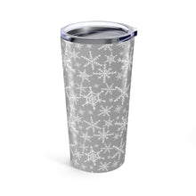 Load image into Gallery viewer, Gray Snowflakes Travel Mug