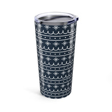 Load image into Gallery viewer, Blue Snowflake Pattern Travel Mug