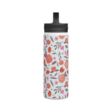 Load image into Gallery viewer, Red Floral Handle Lid Water Bottle