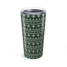 Load image into Gallery viewer, Green Snowflake Pattern Travel Mug