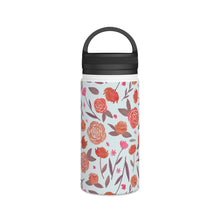 Load image into Gallery viewer, Red Floral Handle Lid Water Bottle