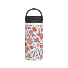 Load image into Gallery viewer, Red Floral Handle Lid Water Bottle
