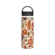 Load image into Gallery viewer, Watercolor Floral Pumpkin, Leaves and Berries Handle Lid Water Bottle