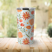 Load image into Gallery viewer, Burnt Orange Flower Burst Travel Mug