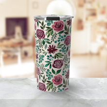 Load image into Gallery viewer, Magenta Floral Eucalyptus Travel Mug
