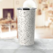 Load image into Gallery viewer, Ivory Flower Pattern Travel Mug