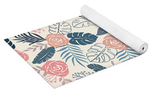 Load image into Gallery viewer, Blue and Blush Tropical Floral Pattern - Yoga Mat