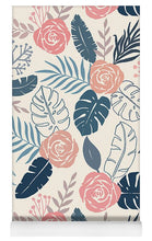 Load image into Gallery viewer, Blue and Blush Tropical Floral Pattern - Yoga Mat