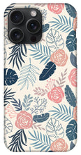 Load image into Gallery viewer, Blue and Blush Tropical Floral Pattern - Phone Case