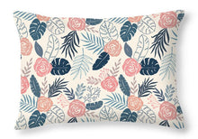 Load image into Gallery viewer, Blue and Blush Tropical Floral Pattern - Throw Pillow