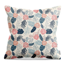 Load image into Gallery viewer, Blue and Blush Tropical Floral Pattern - Throw Pillow