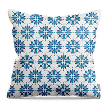 Load image into Gallery viewer, Blue Watercolor Tile Pattern - Throw Pillow