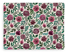 Load image into Gallery viewer, Deep Magenta Floral Eucalyptus Pattern - Blanket