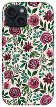 Load image into Gallery viewer, Deep Magenta Floral Eucalyptus Pattern - Phone Case