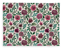 Load image into Gallery viewer, Deep Magenta Floral Eucalyptus Pattern - Blanket