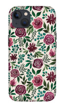 Load image into Gallery viewer, Deep Magenta Floral Eucalyptus Pattern - Phone Case
