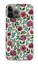 Load image into Gallery viewer, Deep Magenta Floral Eucalyptus Pattern - Phone Case