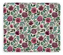 Load image into Gallery viewer, Deep Magenta Floral Eucalyptus Pattern - Blanket