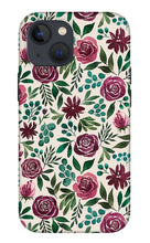 Load image into Gallery viewer, Deep Magenta Floral Eucalyptus Pattern - Phone Case