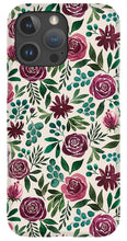 Load image into Gallery viewer, Deep Magenta Floral Eucalyptus Pattern - Phone Case