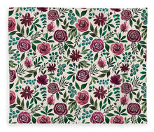 Load image into Gallery viewer, Deep Magenta Floral Eucalyptus Pattern - Blanket