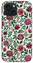 Load image into Gallery viewer, Deep Magenta Floral Eucalyptus Pattern - Phone Case