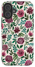 Load image into Gallery viewer, Deep Magenta Floral Eucalyptus Pattern - Phone Case