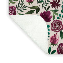 Load image into Gallery viewer, Deep Magenta Floral Eucalyptus Pattern - Blanket