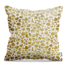 Load image into Gallery viewer, Gold Ink Floral Pattern - Throw Pillow