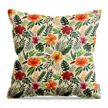 Load image into Gallery viewer, Tropical Watercolor Floral Pattern - Throw Pillow