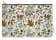 Load image into Gallery viewer, Watercolor Fall Leaves and Flowers Pattern - Zip Pouch