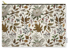 Load image into Gallery viewer, Watercolor Fall Leaves and Flowers Pattern - Zip Pouch