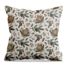 Load image into Gallery viewer, Winter Branches, Berries and Pine Cones - Throw Pillow