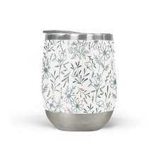 Load image into Gallery viewer, Blue Gray Flower Stemless Wine Tumbler