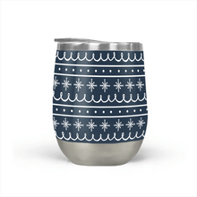 Load image into Gallery viewer, Blue Snowflake Pattern Stemless Wine Tumbler