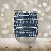 Load image into Gallery viewer, Blue Snowflake Pattern Stemless Wine Tumbler