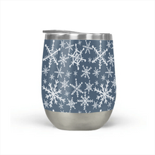 Load image into Gallery viewer, Blue Snowflakes Stemless Wine Tumbler