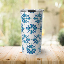 Load image into Gallery viewer, Blue Tile Watercolor Travel Mug